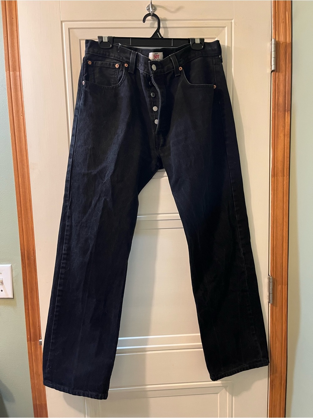 Levi's 501 Black Relaxed Straight-Leg Button Fly Jeans